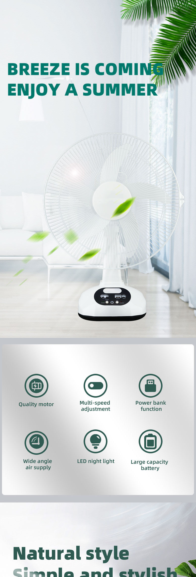 Solar Rechargeable Fan