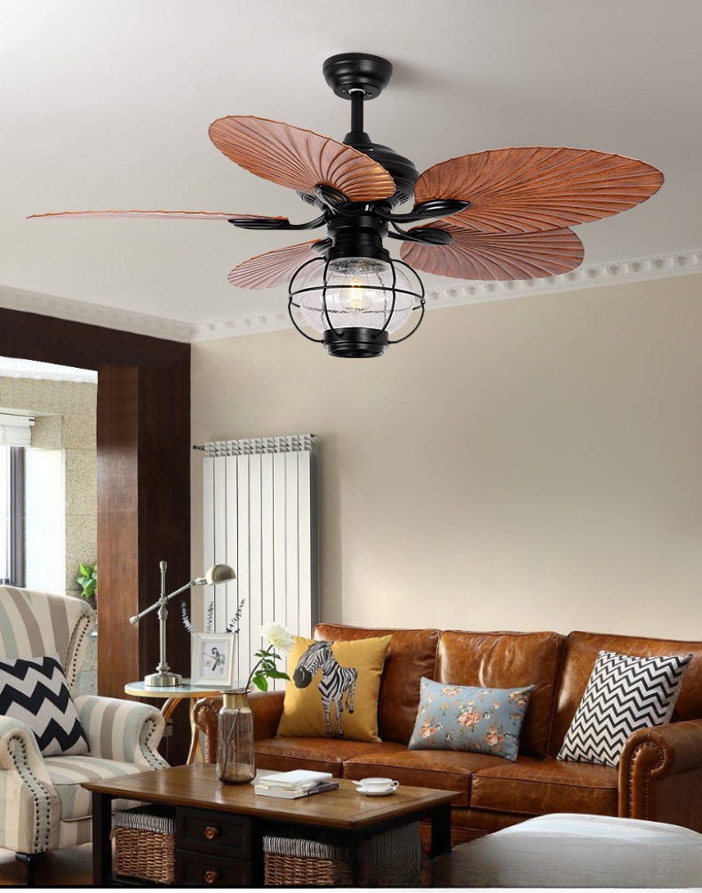 Industrial Style Ceiling Fan Light for Restaurant and Living Room