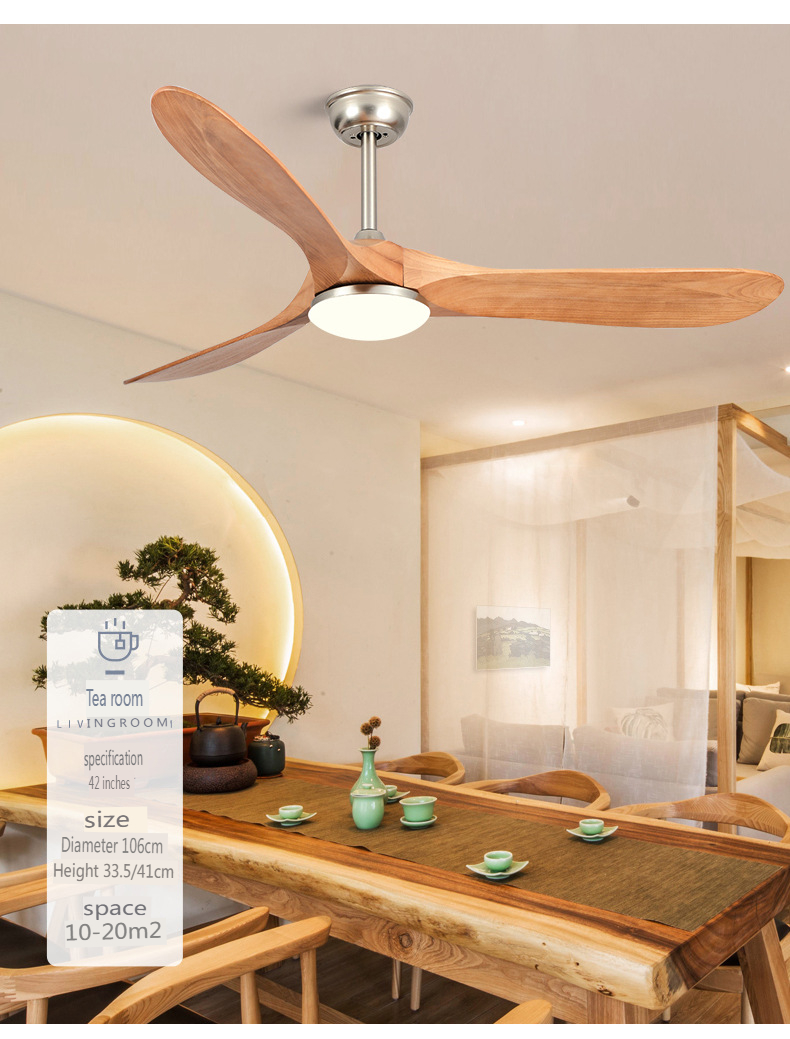 88-Inch Solid Wood Ceiling Fan Light