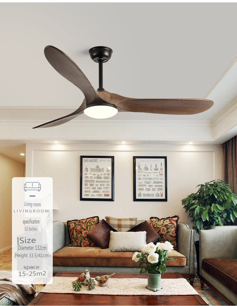 88-Inch Solid Wood Ceiling Fan Light