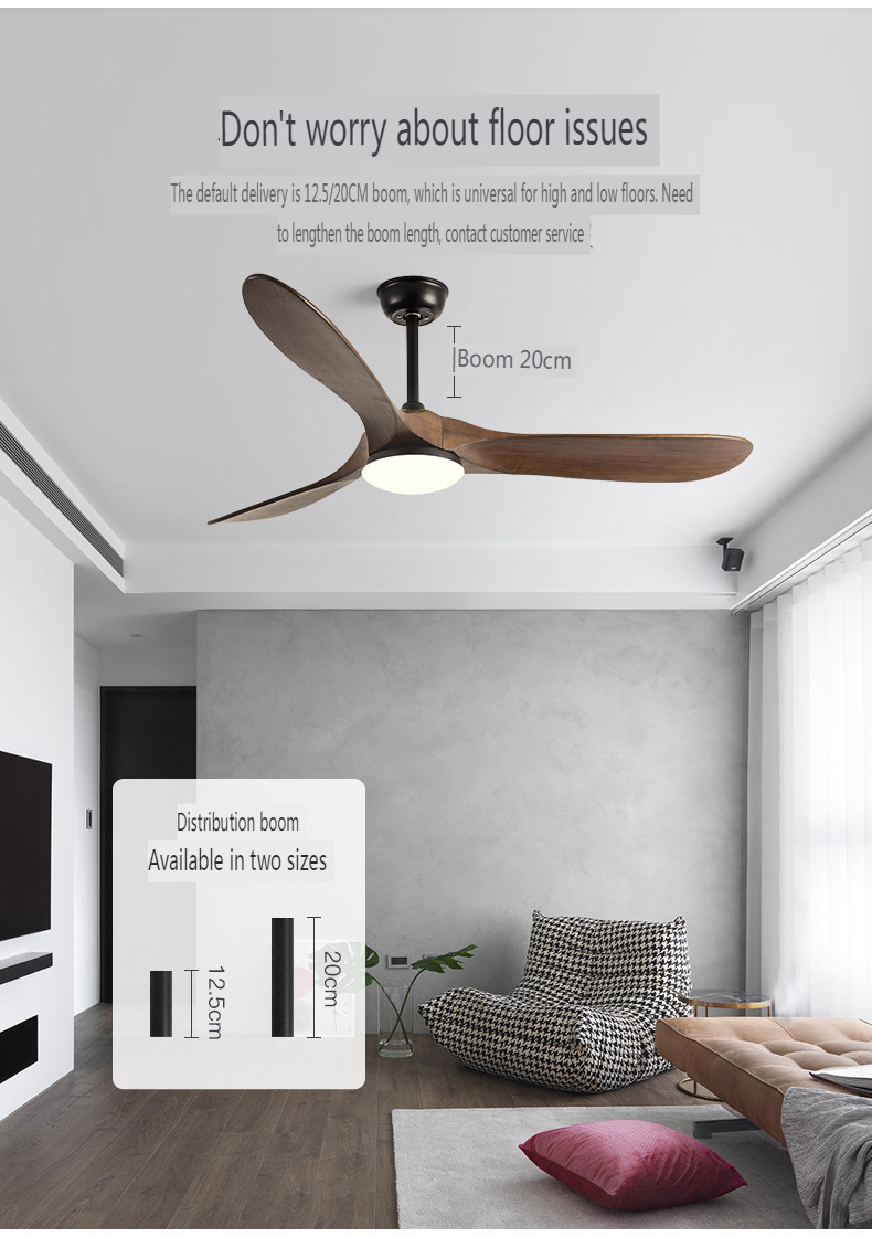 88-Inch Solid Wood Ceiling Fan Light