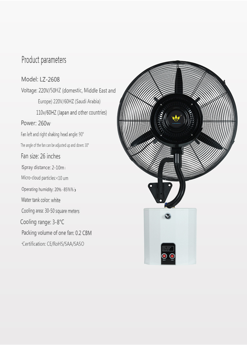 Industrial Wall-Mounted Misting Fan