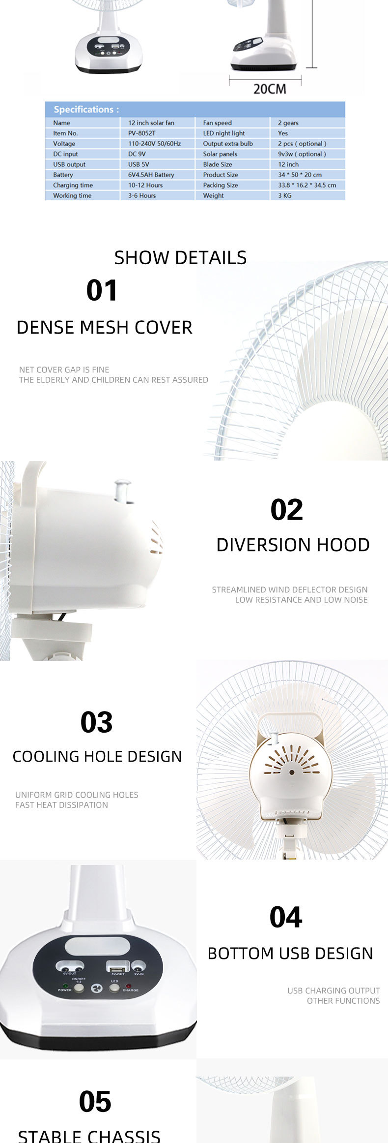 Solar Rechargeable Fan