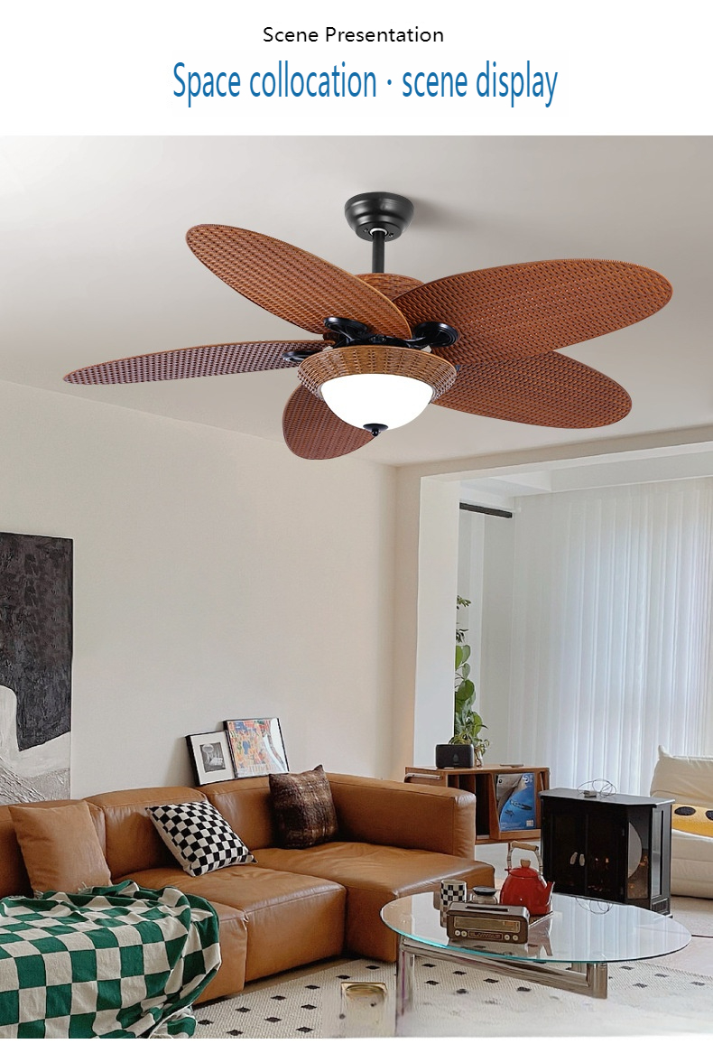 Industrial Style Ceiling Fan Light for Restaurant and Living Room