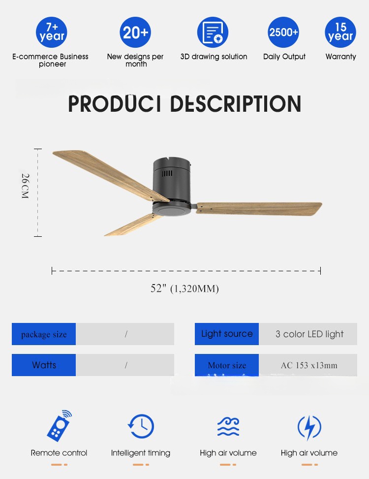 Customizable 52-Inch Waterproof Ceiling Fan Light