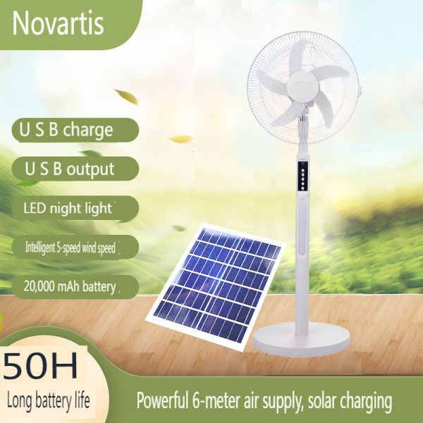 USB Solar Remote Control Rechargeable Floor Fan